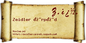 Zeidler Árpád névjegykártya