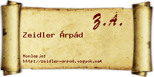 Zeidler Árpád névjegykártya